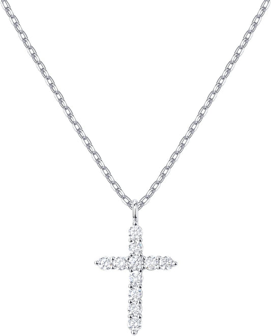 Women's 14K Gold Plated Cubic Zirconia Cross Necklace
