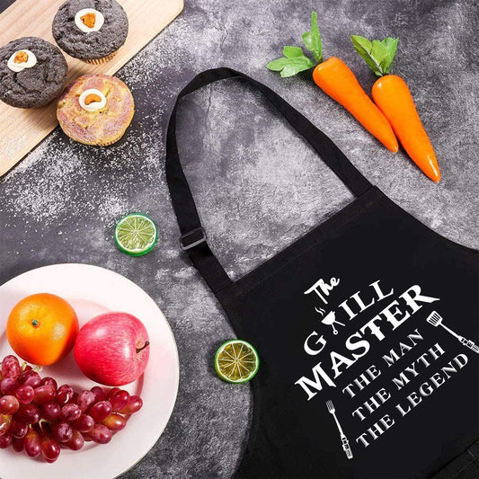 Funny BBQ Black Adjustable Kitchen Cooking Chef Aprons for Men…