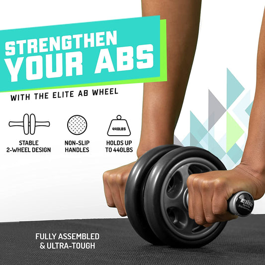 Ab Roller Wheel - Gym & At Home Ab Workout Equipment with 2 Wheels to Exercise Core Abdominal Muscles