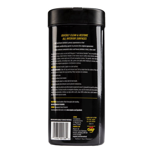 Meguiar's Quik Interior Detailer Cleaner Wipes, 30 Wipes