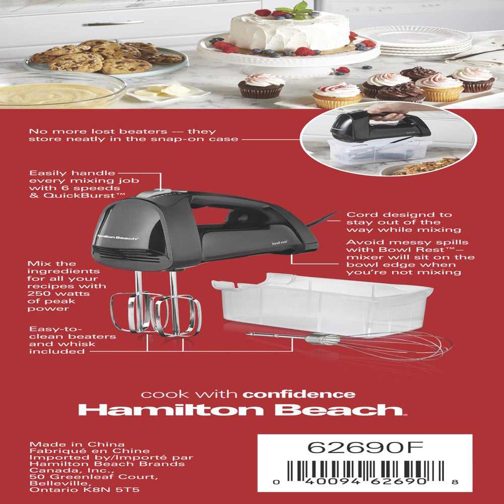 6 Speed Hand Mixer, Quick Burst with Storage Case