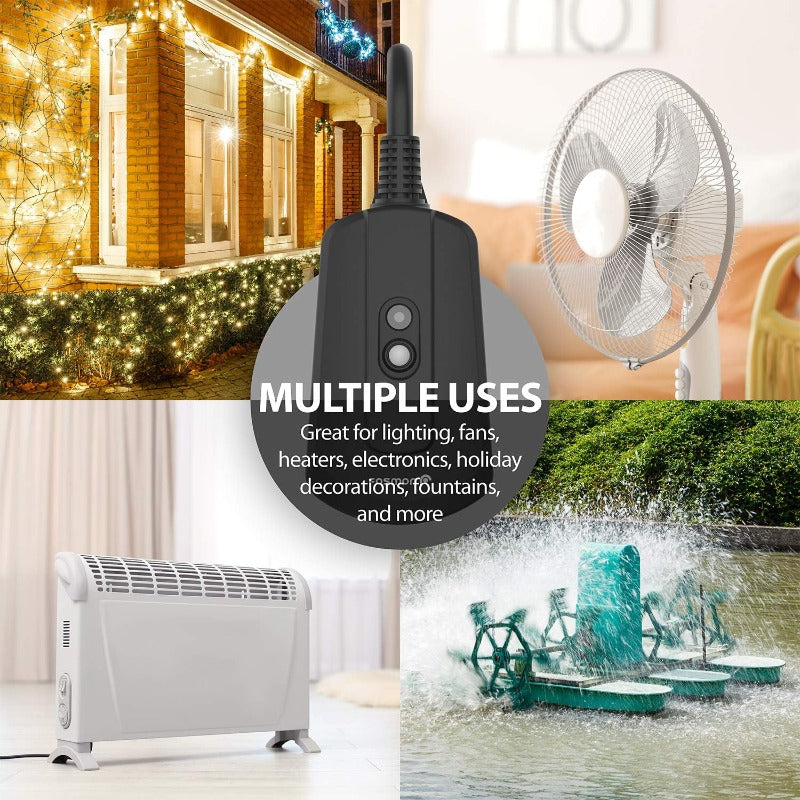 Wireless Remote Control 3-Prong Outlet - UL Listed (3 Receiver, 1 Remote) - Heavy Duty Waterproof Grounded Electrical Plug - 100ft Range