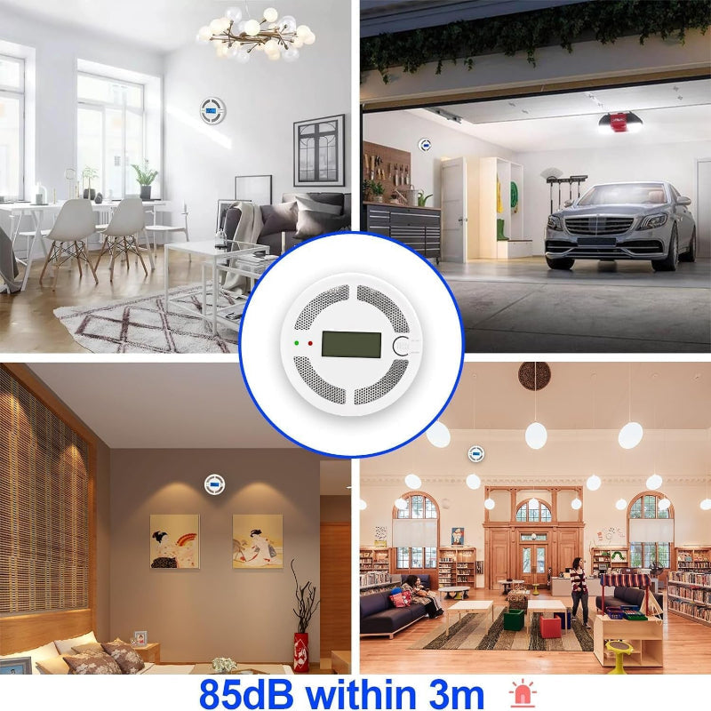 2-Pack Carbon Monoxide Detectors with LED Display, Battery Powered CO Alarm