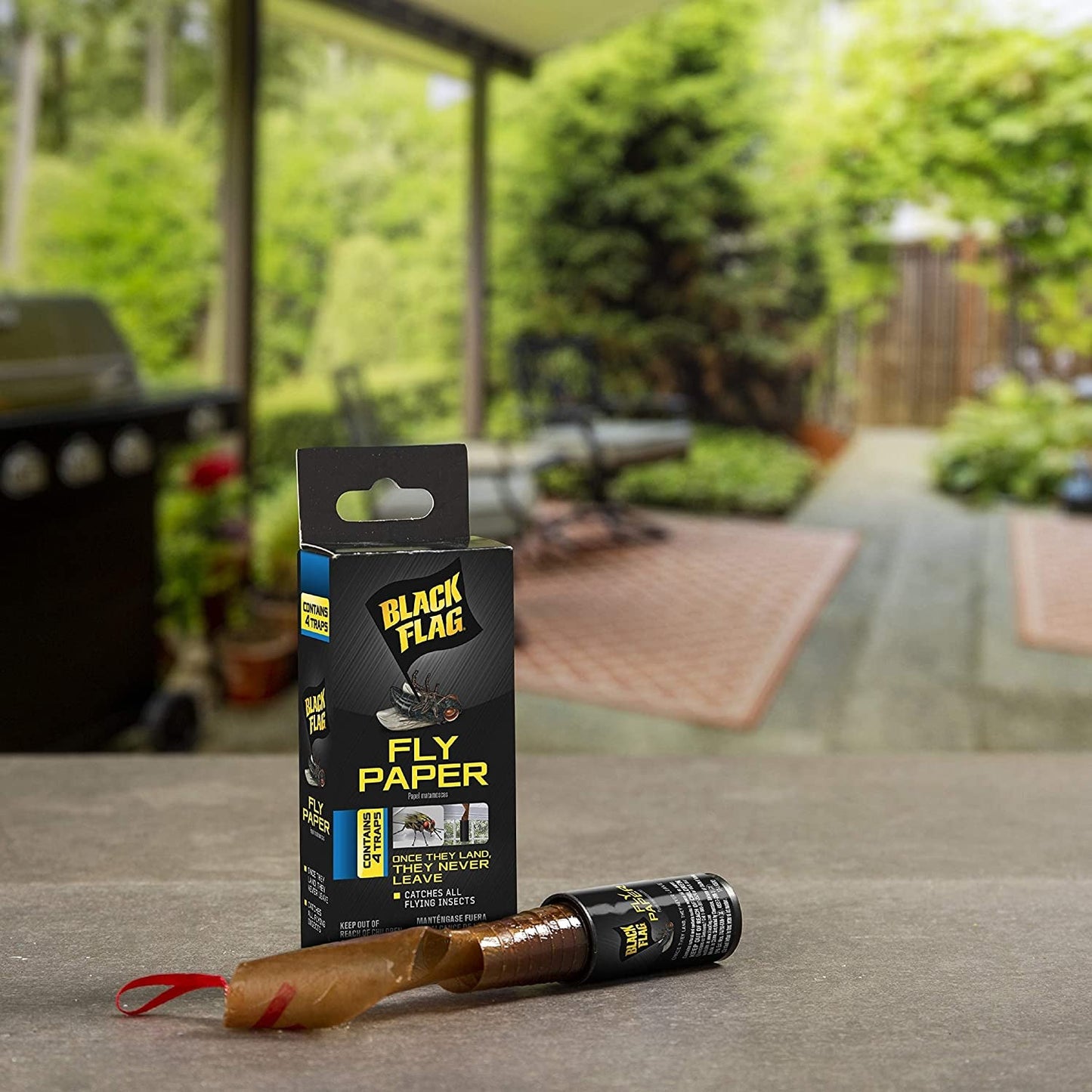 4 Traps Black Flag Fly Paper, Insect Trap, Catches All Flying Insects