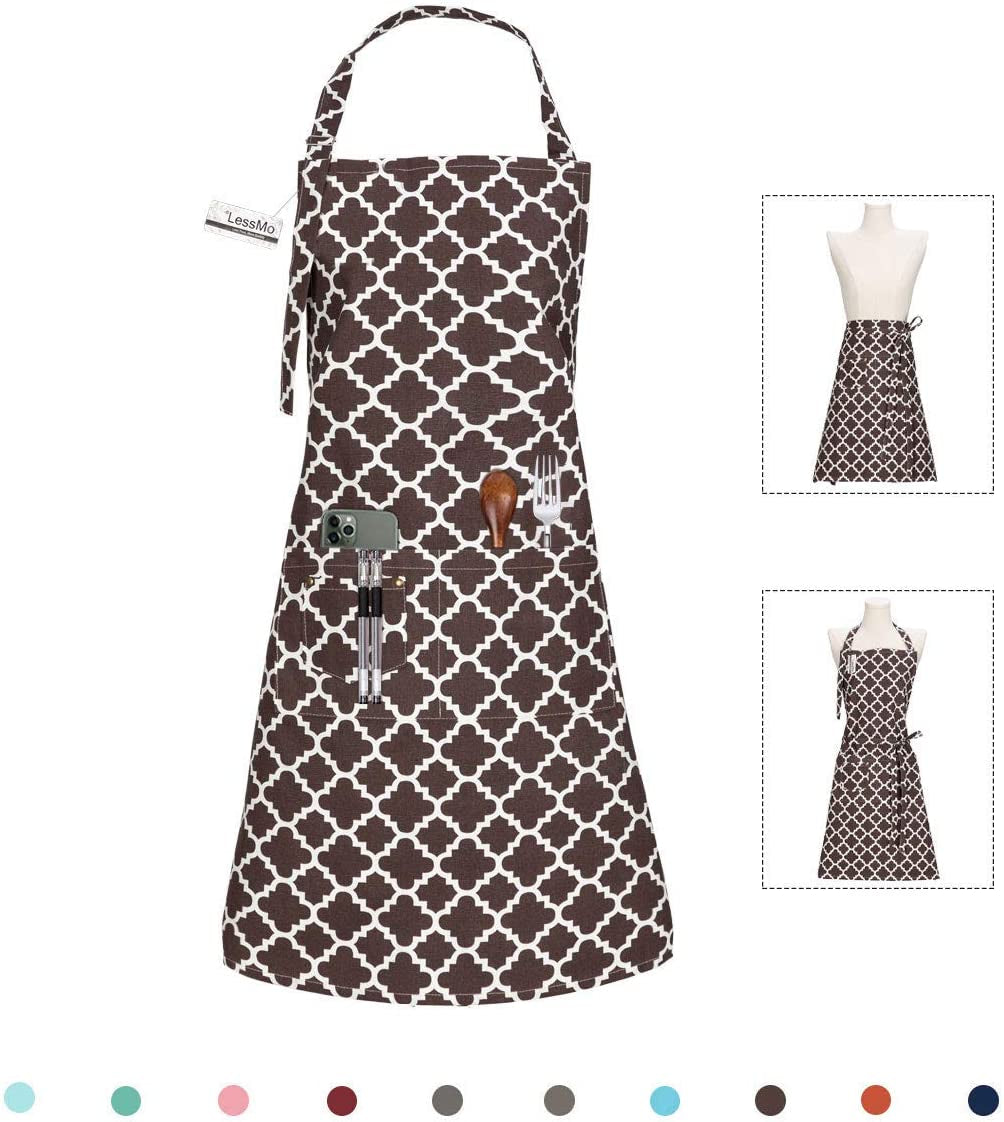 Kitchen Cooking Aprons with 3 Pockets for Men Women - Cotton Adjustable Professional Grade Chef Apron for Kitchen, BBQ & Grill (Dark Gray)