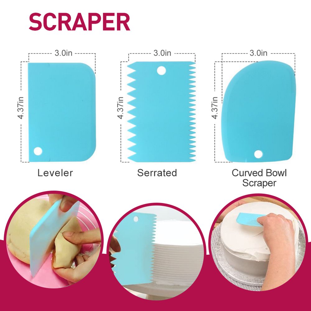 68 Pcs Cake Decorating Kit with 32 Numbered Icing Tips | 7 Korean Piping Tips | 21 Pastry Bags | 3 Cream Scrapers Baking Tools for Cake Lovers