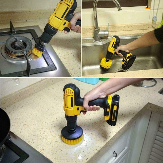 4 PCS Drill Brush Attachment Set - Power Scrubber Drill Cleaning Brush Kit