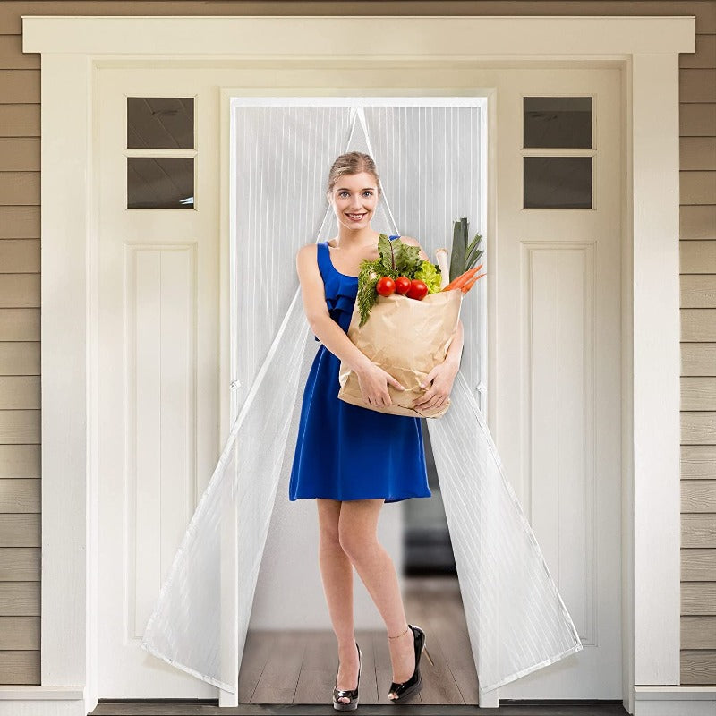 Magnetic Screen Door Heavy-Duty Reinforced Hands-Free Mesh Curtain, Pet-Friendly, Keeps Out Bugs