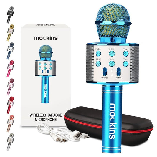 Portable Karaoke Microphone - Mic with Built in Bluetooth Speaker - Compatible with IOS and Android Devices
