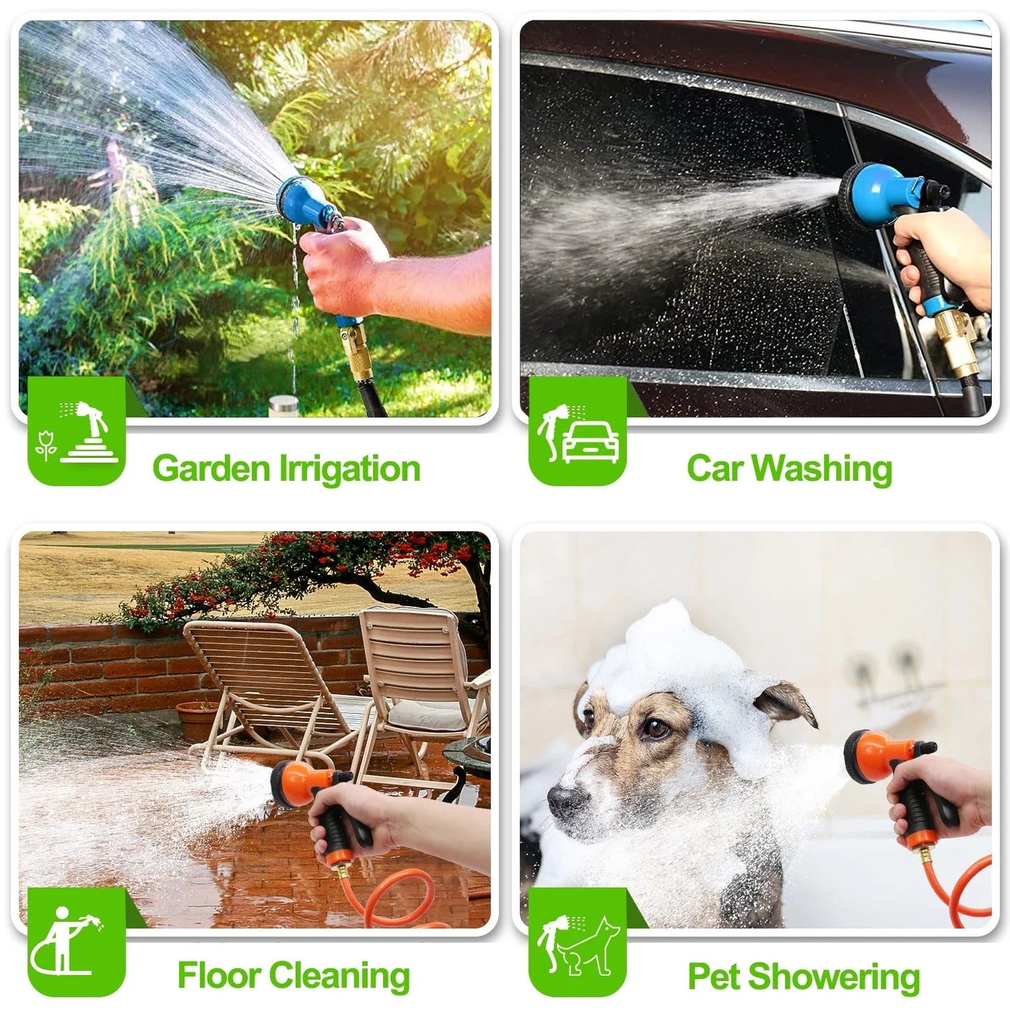 2 Pack Garden Hose Nozzles: Water Spray Nozzle with 10 Adjustable Watering Patterns, Heavy Duty