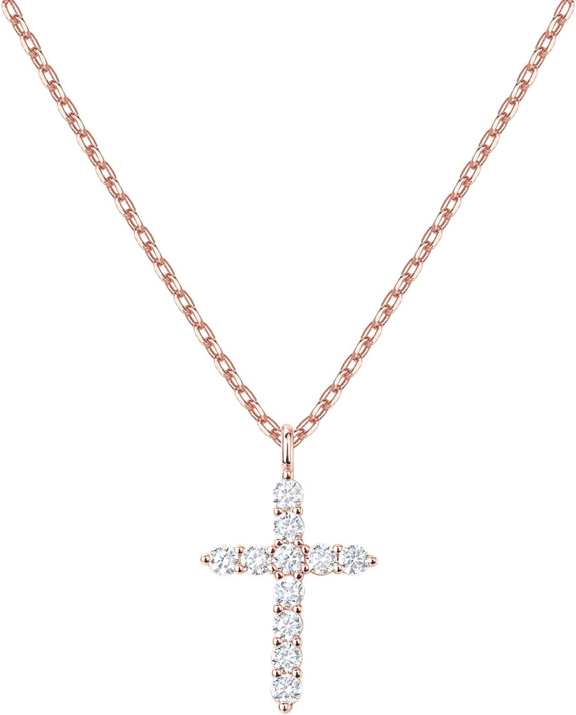 Women's 14K Gold Plated Cubic Zirconia Cross Necklace