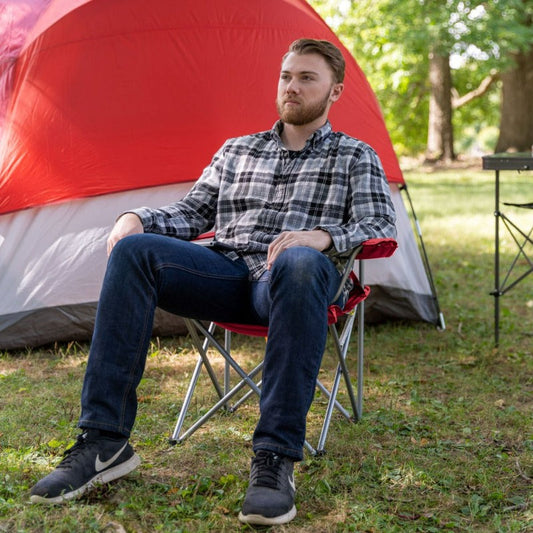 Basic Quad Folding Adult Camp Chair with Cup Holder
