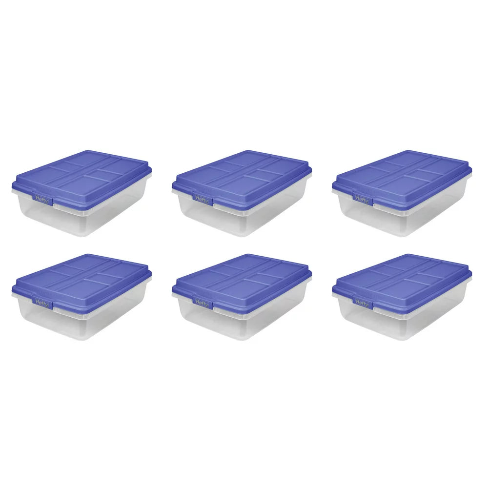 Hefty 40 Qt. Clear Storage Bin with Blue HI-RISE Lid