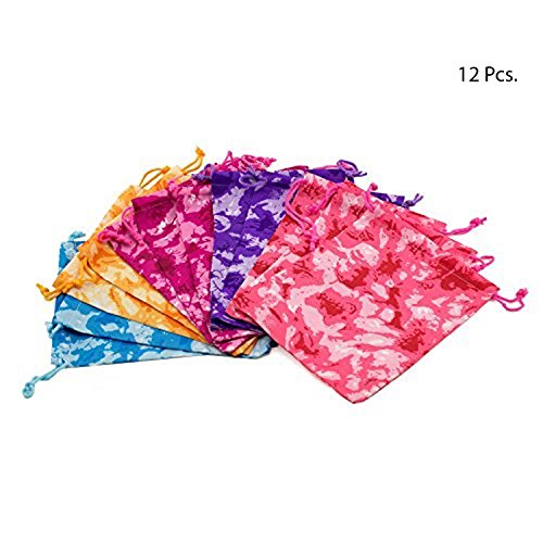 Adorox Pack of 12 Camouflage BAGS Polyester Drawstring Bags Loot Sack Party Favors
