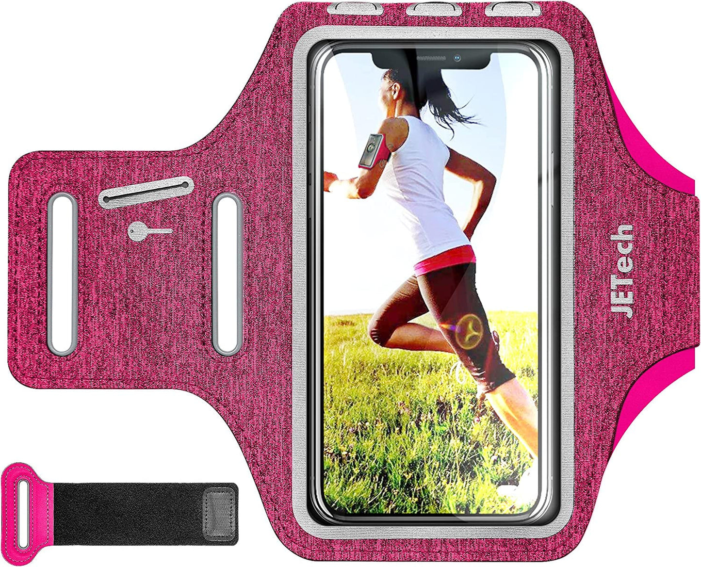 Cell Phone Armband Holder for Phone Upto 6.2 inch, for iphone 14/14 Pro/13/13 Pro, Water Resistant Phone Case with Key Holder and Card Slot, for Running, Walking, Hiking, Adjustable Band (Grey)