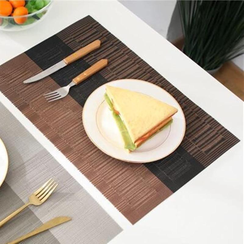12 PCS Brown Washable Placemats, Non-Slip Place Mats for Kitchen Dining Table