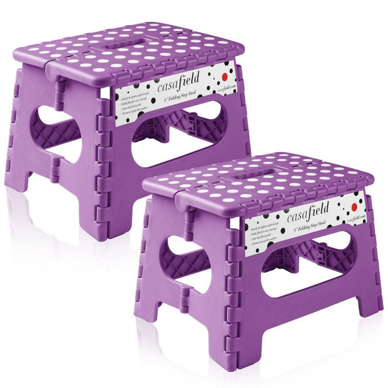 Set of 2 - 9"Collapsible Foot Stool With Handles for Kids and Adults
