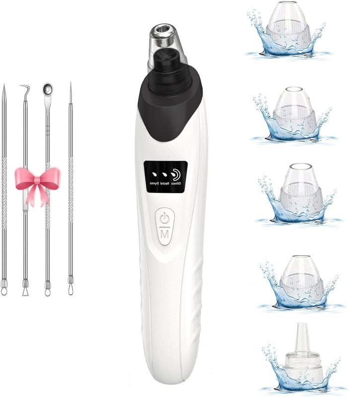 Blackhead Remover Pore Vacuum,Facial Pore Cleaner-5 Suction Power,5 Probes,USB Rechargeable Blackhead Vacuum Kit Electric Acne Extractor Tool