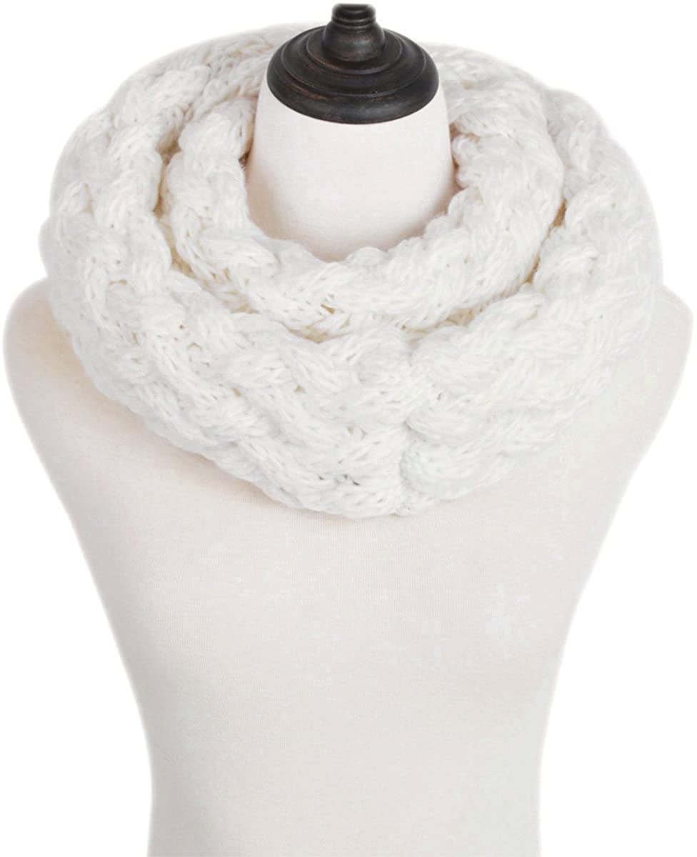 Premium Solid Winter Criss Cross Knit Thick Infinity Loop Circle Scarf