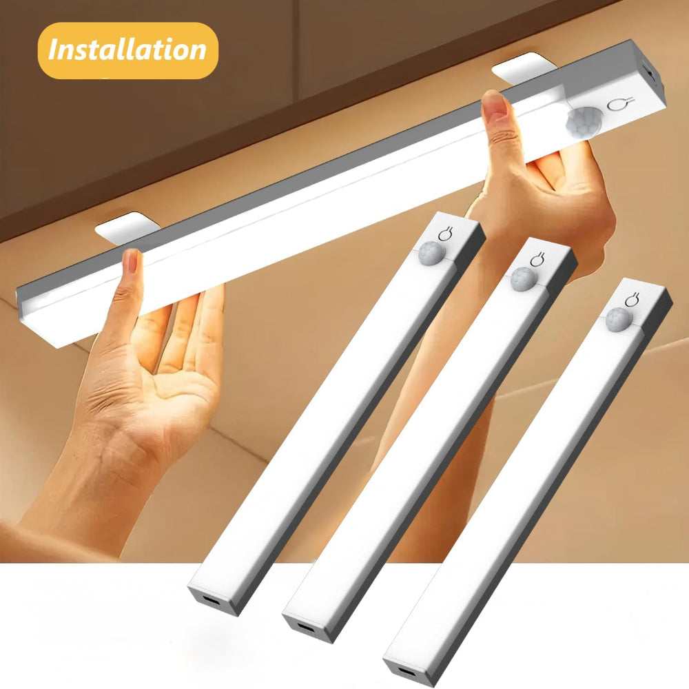 3-Pack Under Cabinet Lights – 8 Inch Motion Sensor LED, Rechargeable Wireless Closet Lighting