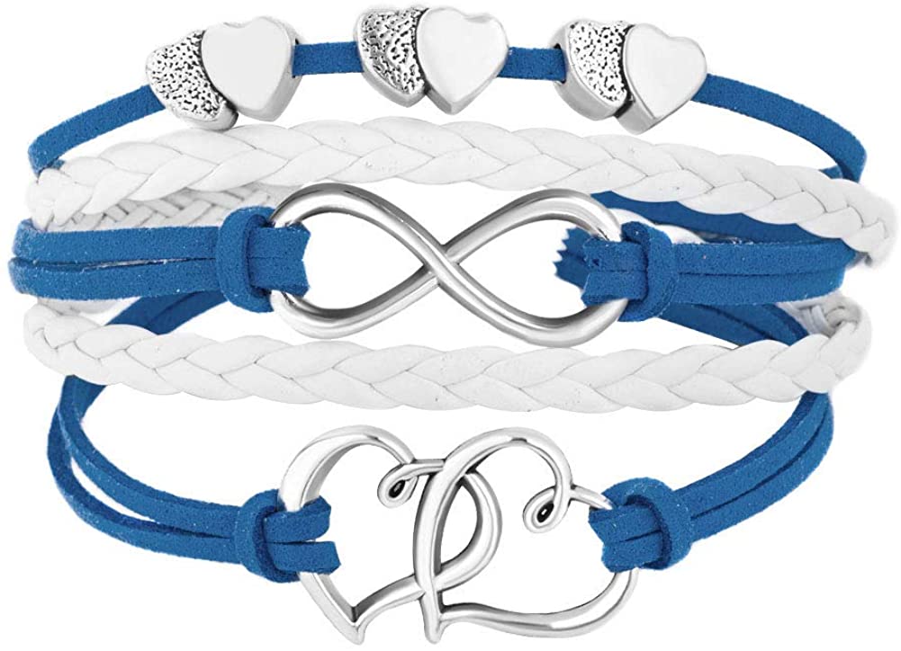 Leather Wrap Infinity Heart Layered Bracelet