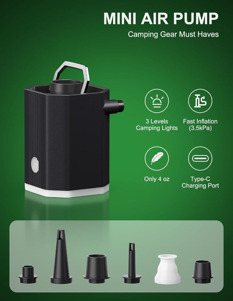 Portable Rechargeable Air Pump – 1600mAh Battery Use – USB Charging Included – Inflates Pool Floats, Toys, Air Beds & Vacuum Storage Bags – Supports Deflation