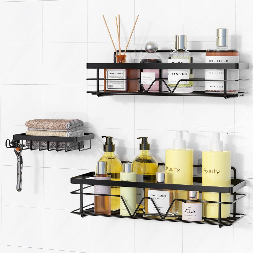 5 Pack Shower Caddy Shelf Organizer, No Drilling Adhesive Wall Mounted Bathroom Organizer Basket