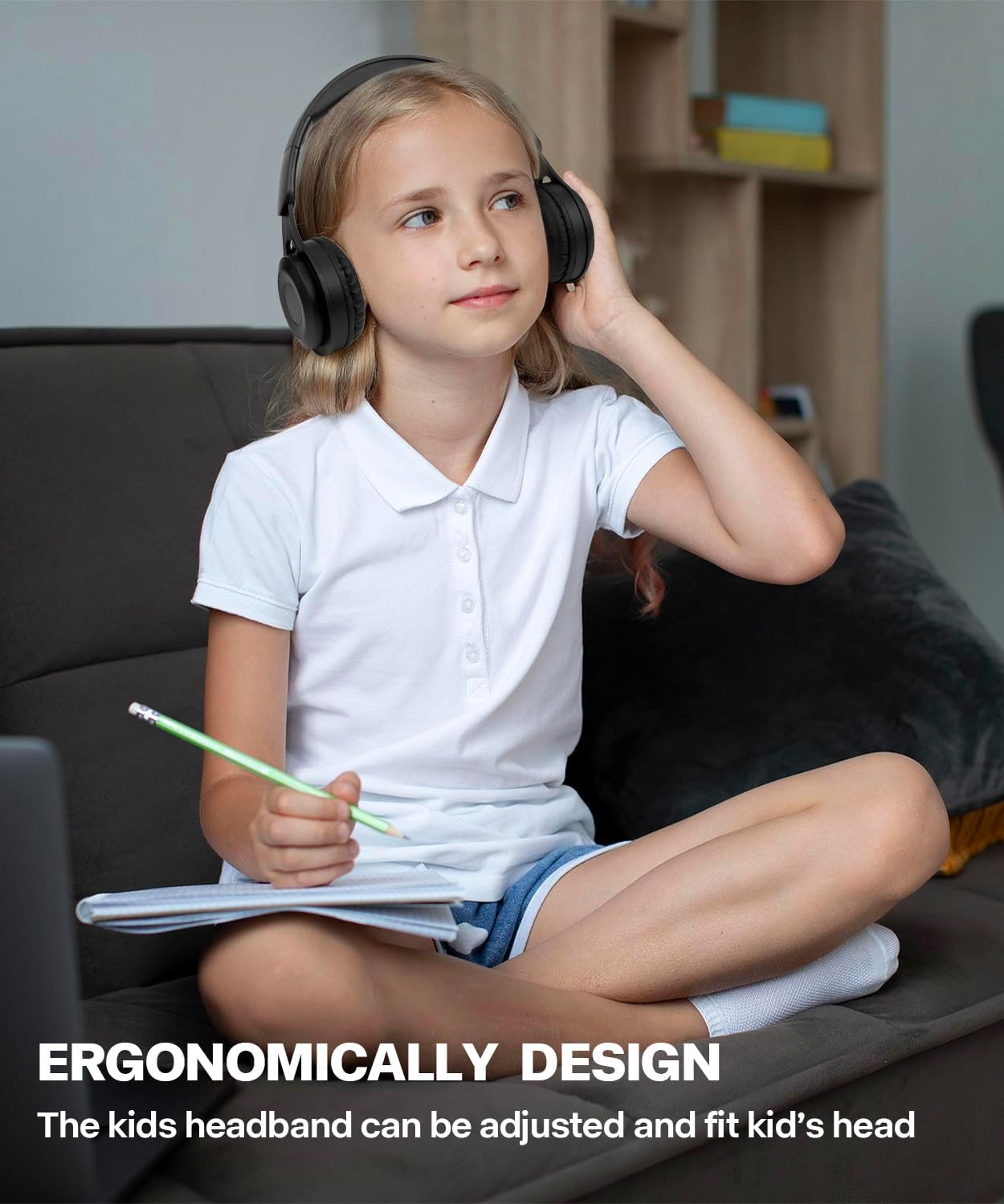 Kids Bluetooth Headphones – Over-Ear Wireless Use – Bluetooth 5.3 with Built-In Mic – Comfortable HD Sound for School, Travel & Tablet