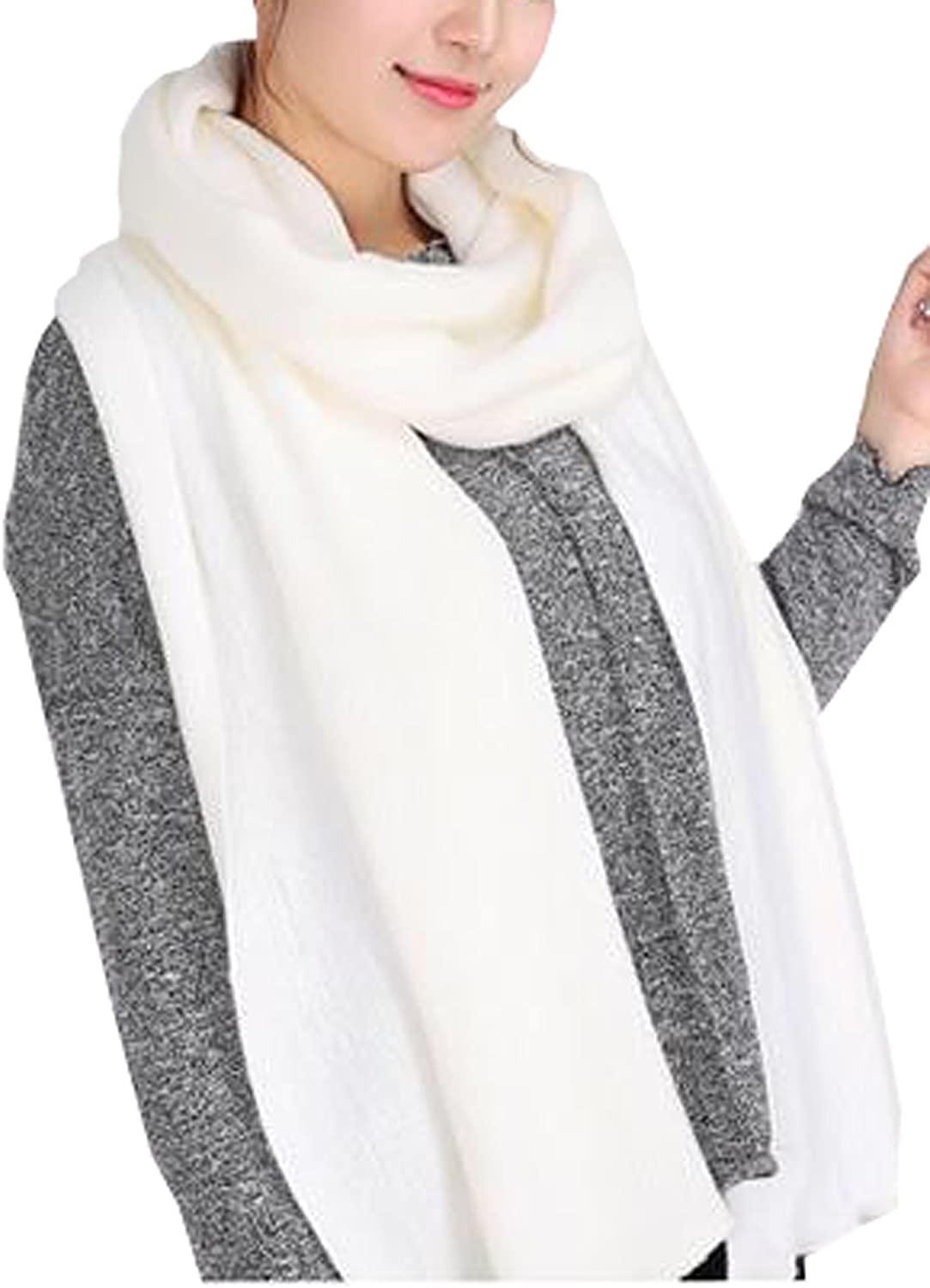 Wander Agio Women's Warm Long Shawl Winter Warm Large Scarf Pure Color