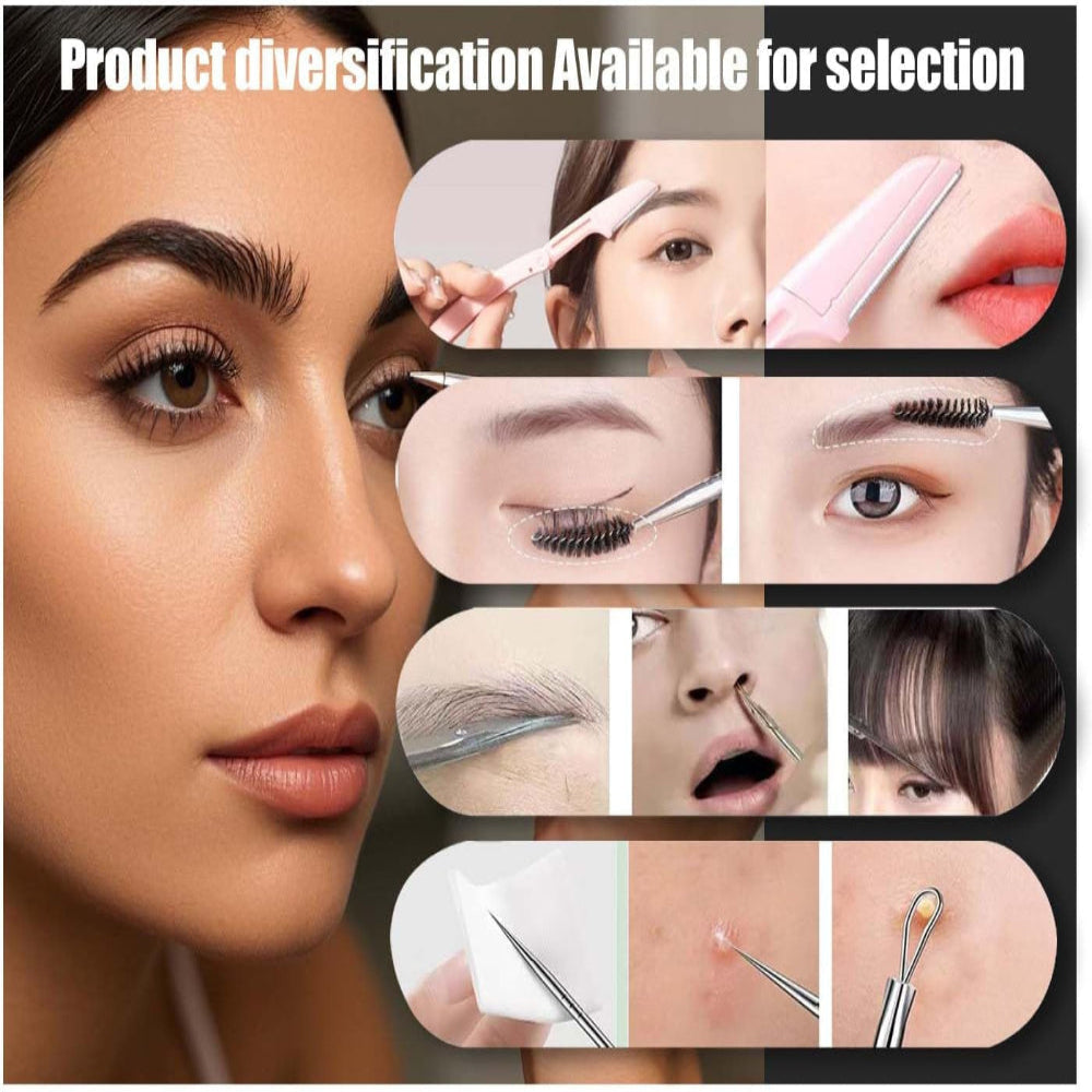 10-Piece Tweezers Set – Professional Stainless Steel Eyebrow & Facial Hair Grooming Tools – High-Precision for Splinter & Ingrown Hair Removal