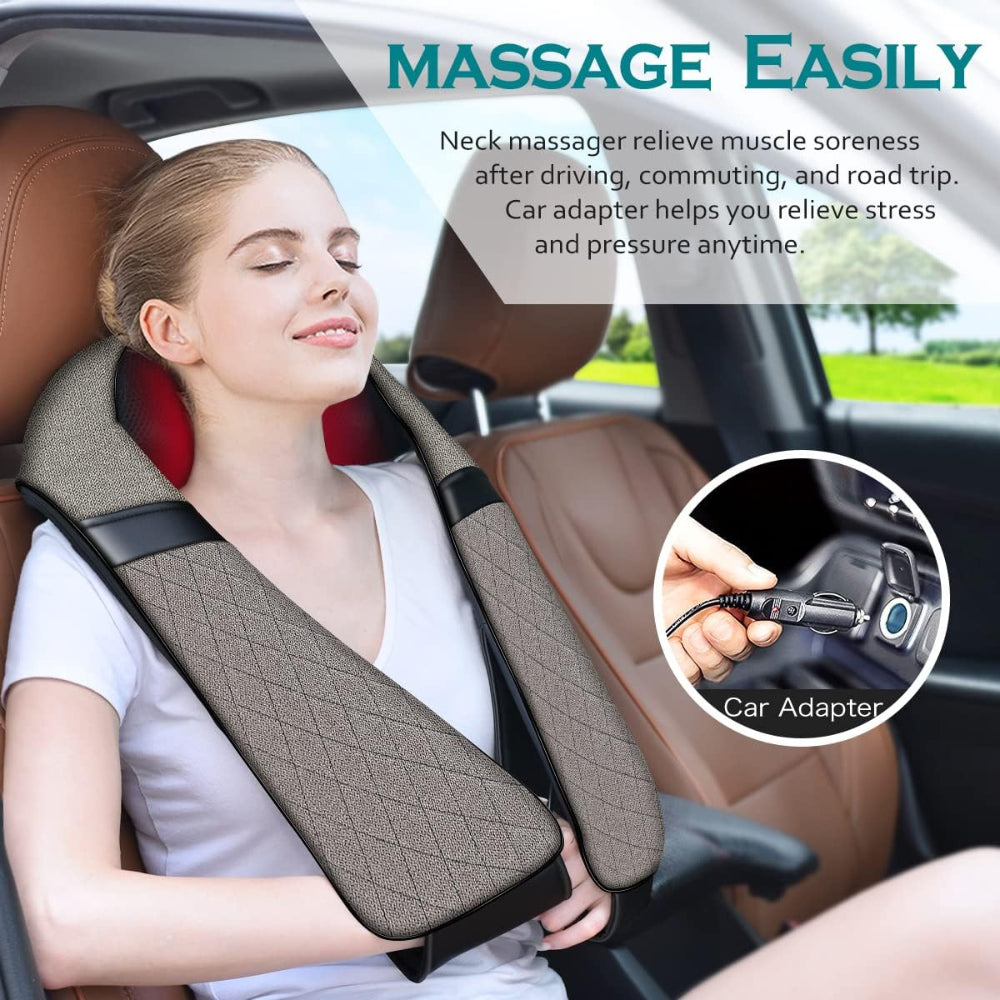 Shiatsu Electric Neck Back Massager Pillow – 3D Kneading with Heat for Shoulder & Muscle Relief