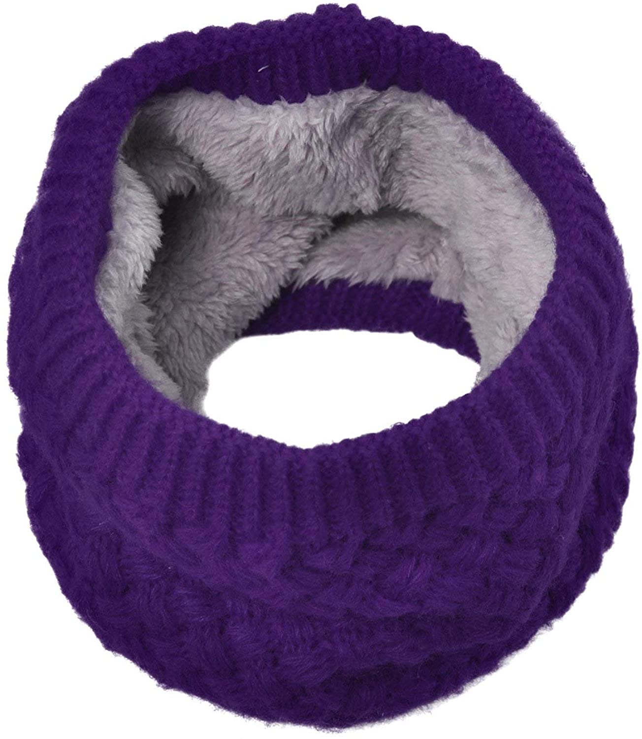 Lo Shokim Harsh Winter Double-Layer Soft Fleece Lined Thick Knit Neck Warmer Circle Scarf Windproof