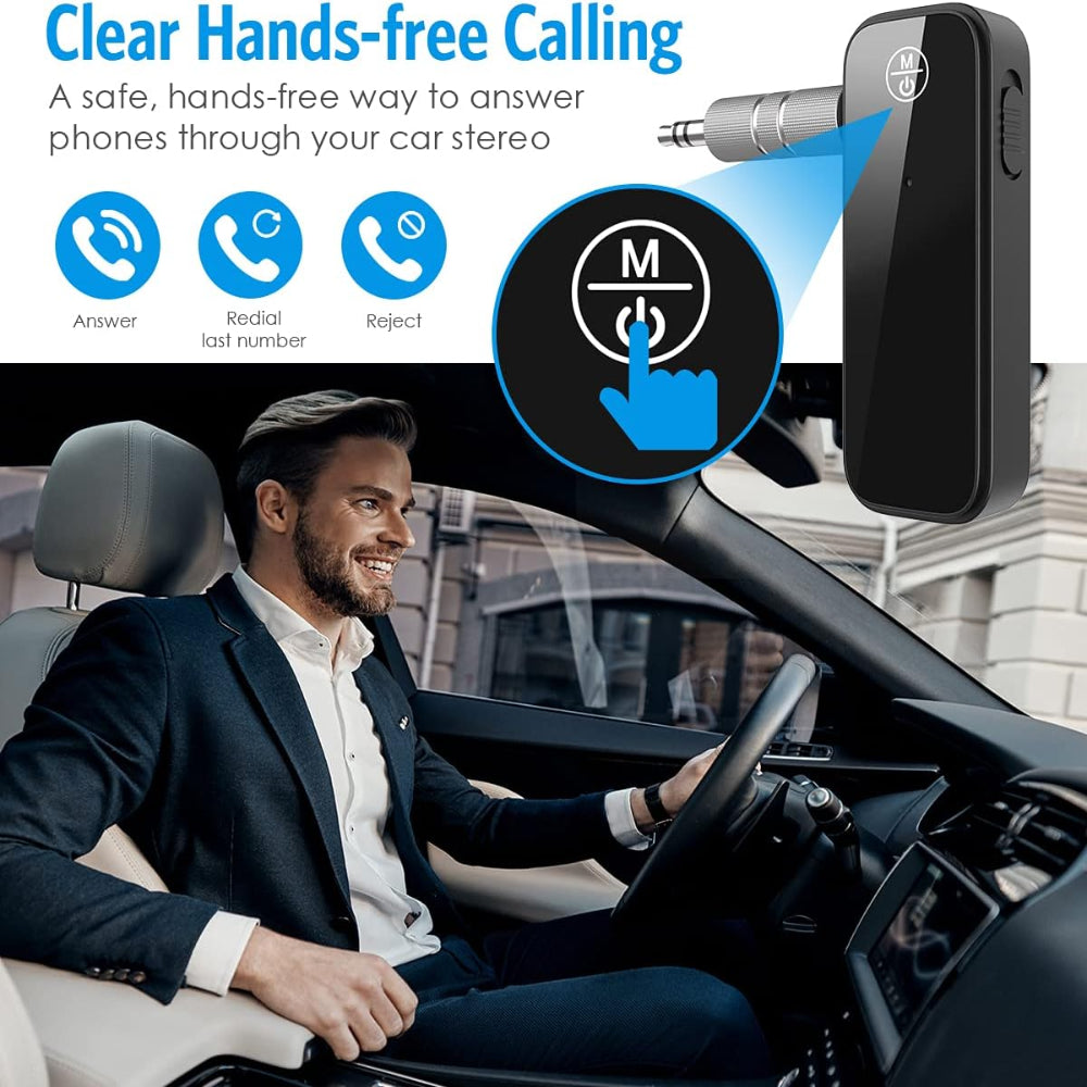 Bluetooth AUX Adapter – 2-in-1 Transmitter Receiver with Hands-Free Calling, Noise Cancelling & 5.3 Wireless Audio