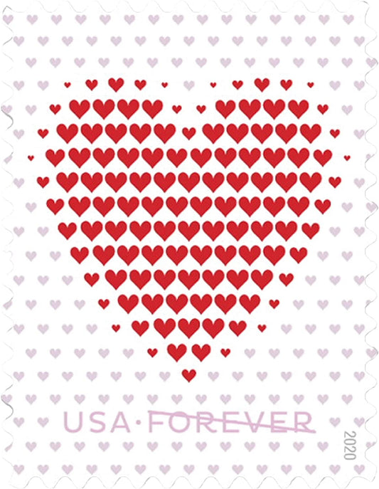 USPS Made of Hearts 2020 Forever Stamps - Sheet of 20 Postage Stamps