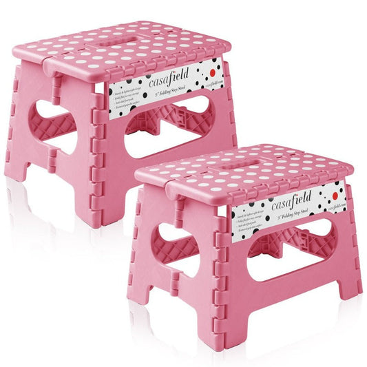 Set of 2 - 9"Collapsible Foot Stool With Handles for Kids and Adults