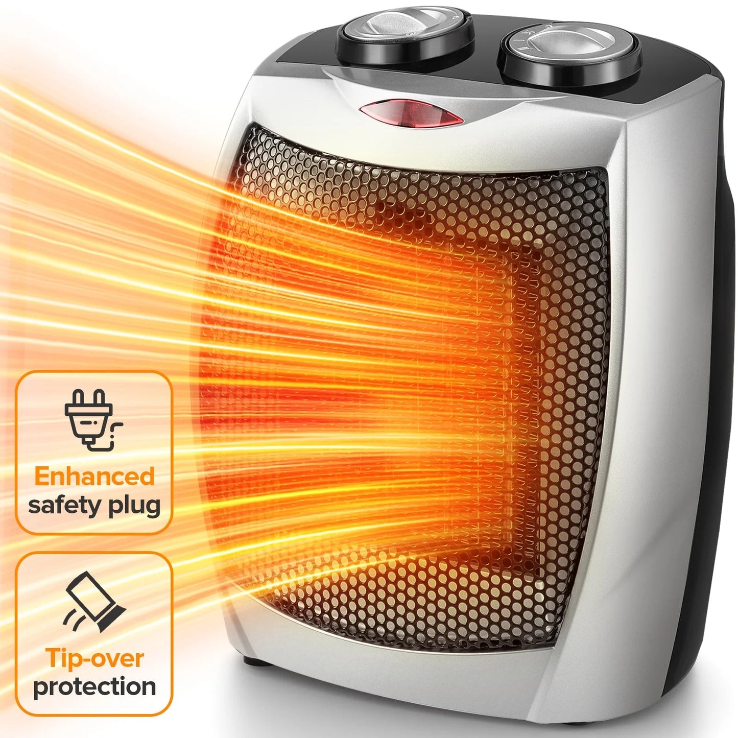 Portable Compact 950W/1500W Space Heater with Thermostat - ETL Certified