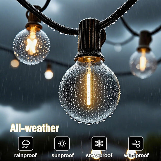 25FT Outdoor String Lights – Waterproof Patio Lights with Shatterproof Light Bulbs