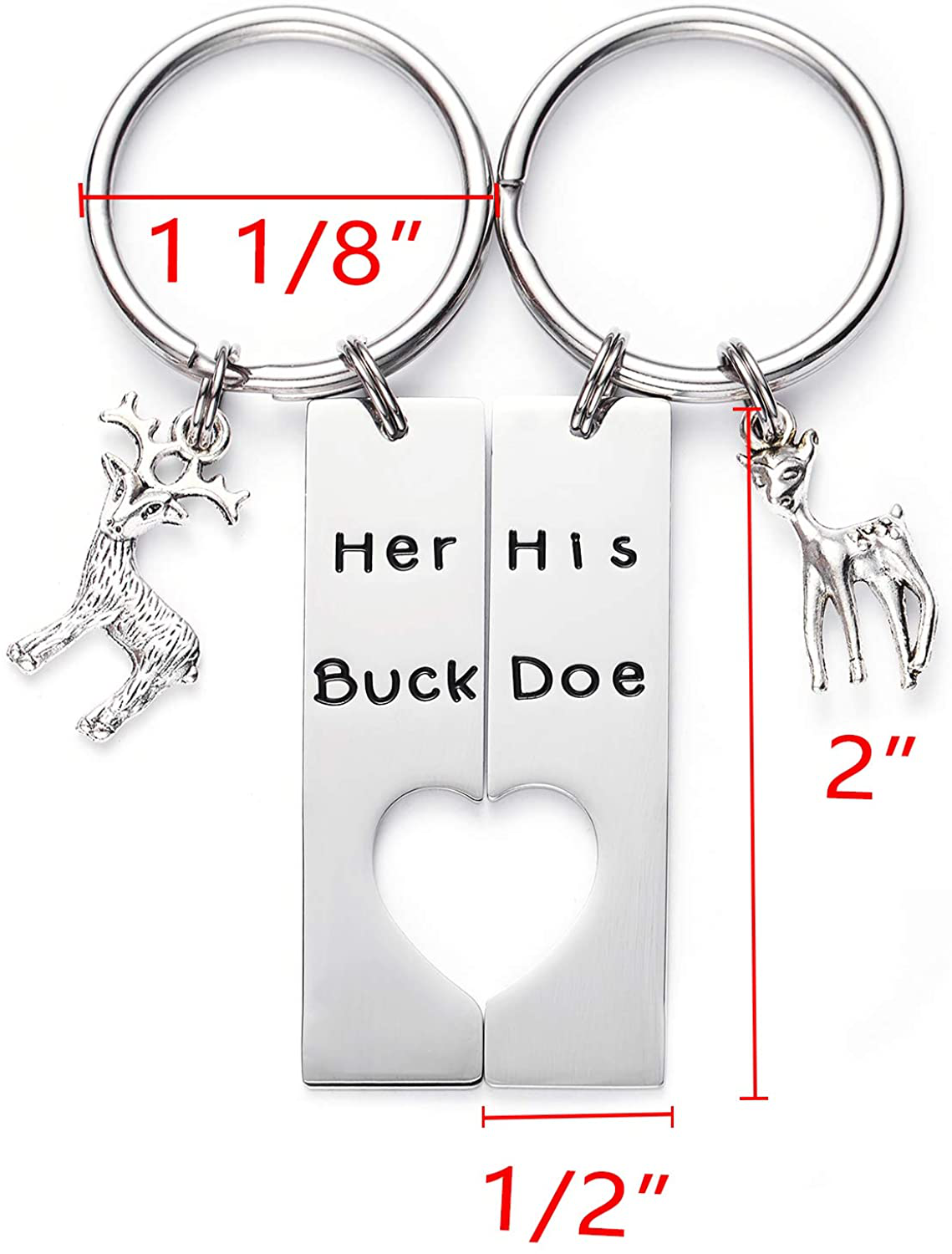 Her Buck His Doe Keychain Set Keep One - Gift One