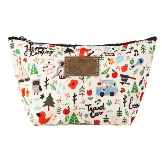 Toiletry Bag, Frcolor Multifunction Makeup Bag Purse Organizer Cartoon Cosmetic Pouch Waterproof Travel Cosmetic Case for Women Girls Teenagers (Happy Camping)