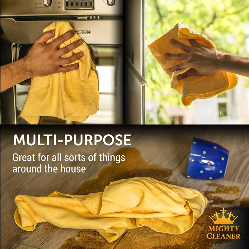 2 Pack Super Absorbent Premium Mini Chamois Cloth With Bonus Shammy Towel