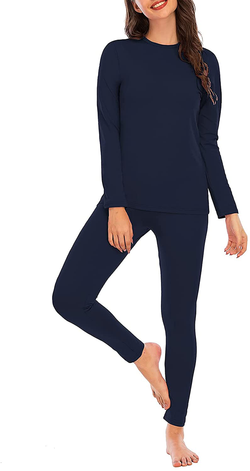 Womens Thermal Underwear Set Long Johns Winter Clothes Base Layer Cuddle Duds Top and Bottom Thermals Sets