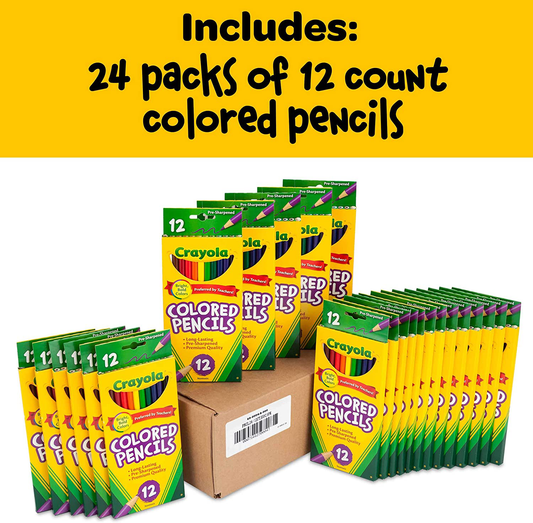 Crayola Bulk Colored Pencils, Pre-sharpened, 12 Assorted Colors, Pack of 24
