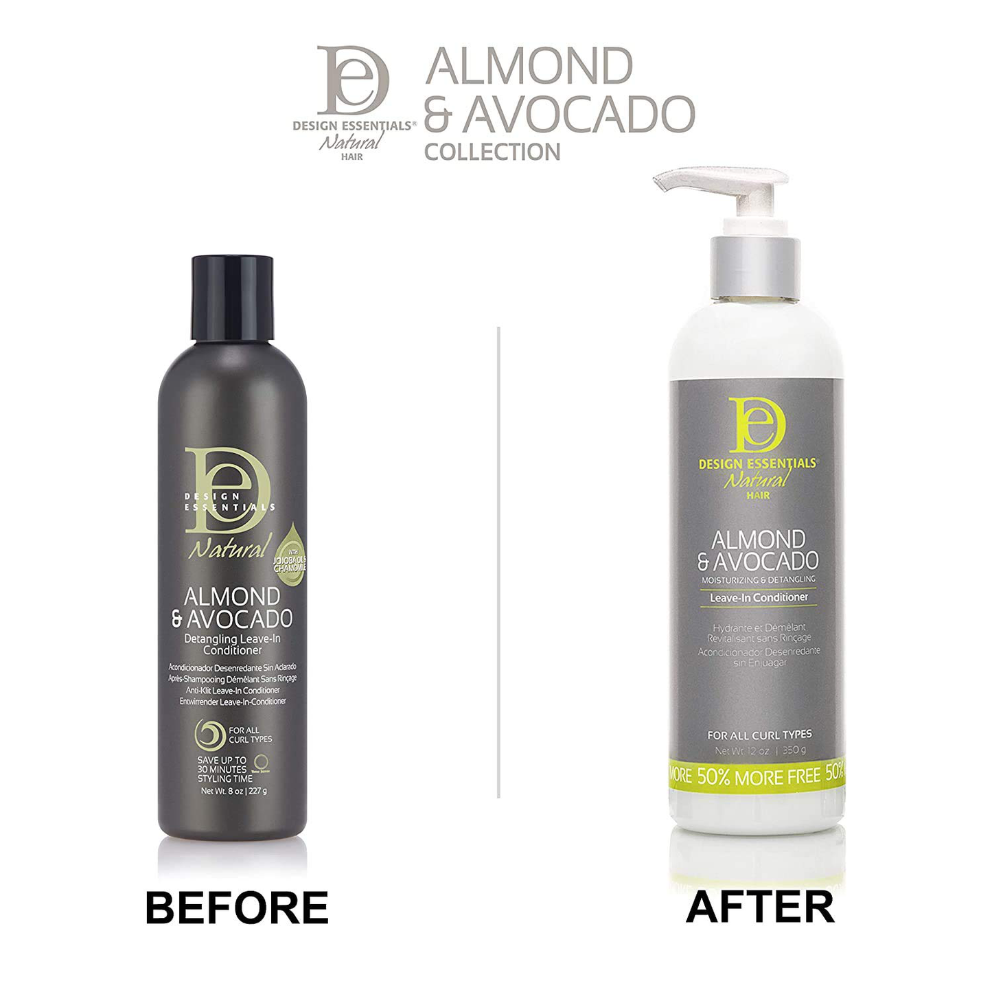 Design Essentials Moisturizing and Detangling Leave In Conditioner Almond and Avocado Collection, 12 Ounces