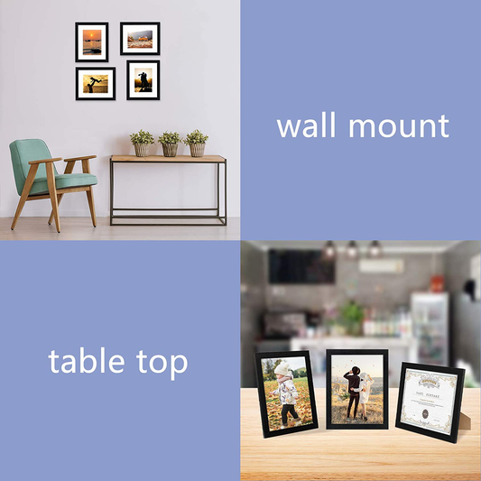 eletecpro 8x10 Picture Frames Set of 10,Display 4x6 or 5x7 Photo Frame with Mat or 8x10 Without Mat,Wall Gallery Photo Frames,Table Top Display or Wall Mounting (Black, 8x10)