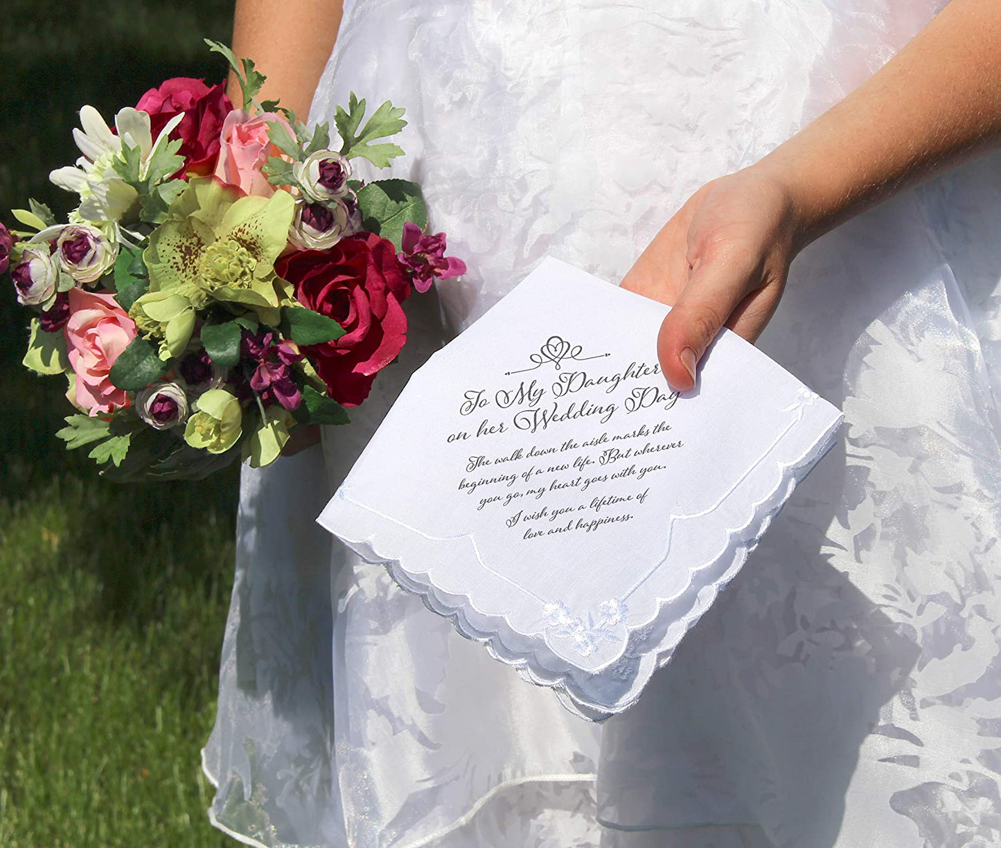 Lillian Rose Daughter Verse Wedding Gift Keepsake Hankie, 6.5", Multi-Colour