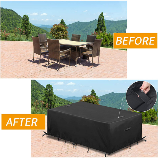 ESSORT Outdoor Furniture Cover Waterproof Patio Table Covers, 4-6 Seats Heavy Duty Windproof Square Garden Table Sofa Cover, UV-Resistan (83.5''x48.4''x29'')