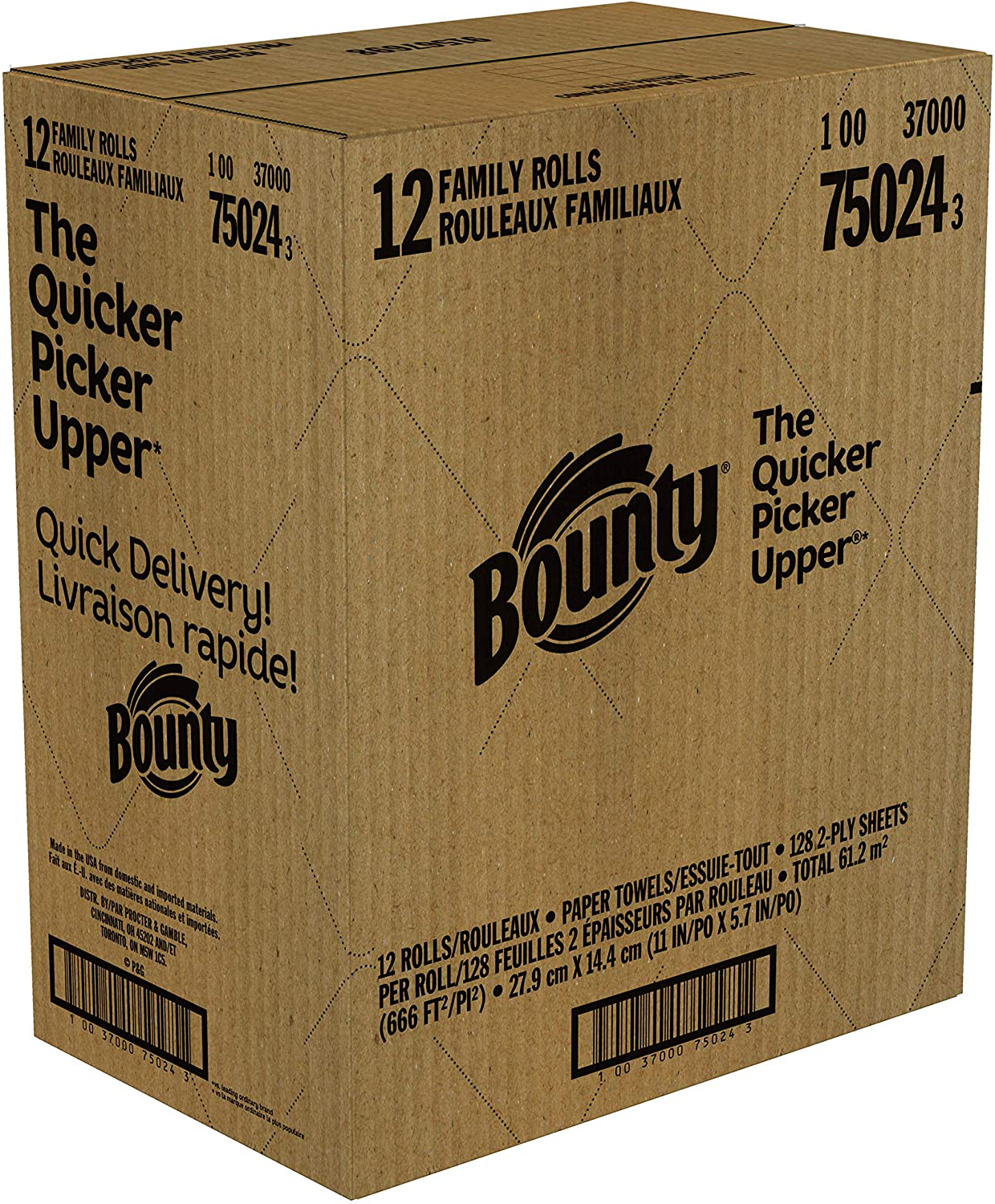 Bounty Quick-Size Paper Towels, 12 Family Rolls = 30 Regular Rolls
