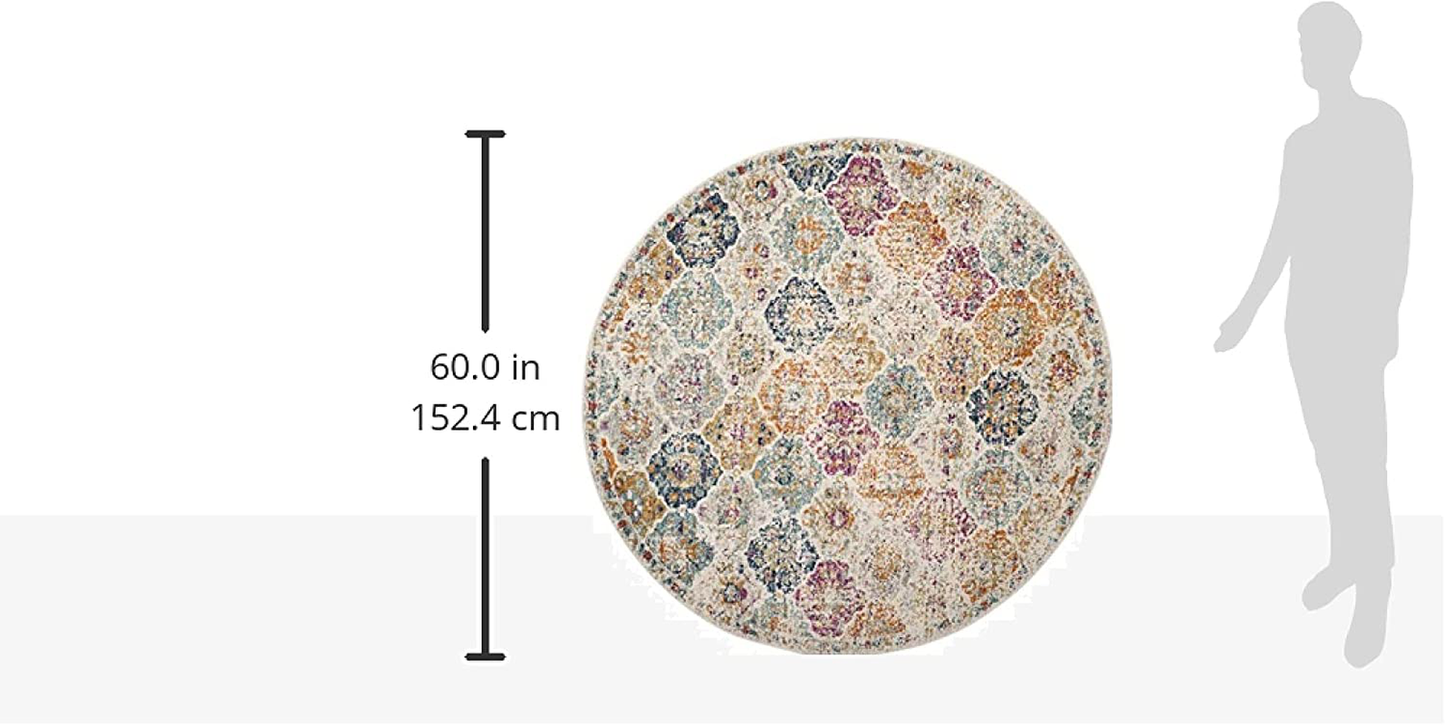 Safavieh Madison Collection MAD611C Boho Chic Floral Medallion Trellis Distressed Non-Shedding Stain Resistant Living Room Bedroom Runner, 2'3" x 6' , White / Royal Blue