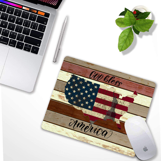 Mouse Pad,American Flag Vintage Art Wooden Wall Mouse Pad Rectangle Non-Slip Rubber Mousepad Office Accessories Desk Decor Mouse Pads for Computers Laptop(Good Bless America)