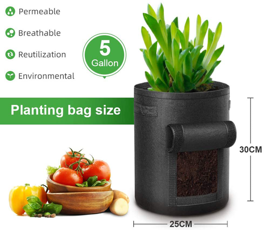 Potato Grow Bags Fabric Pots with Flap Window and Handles